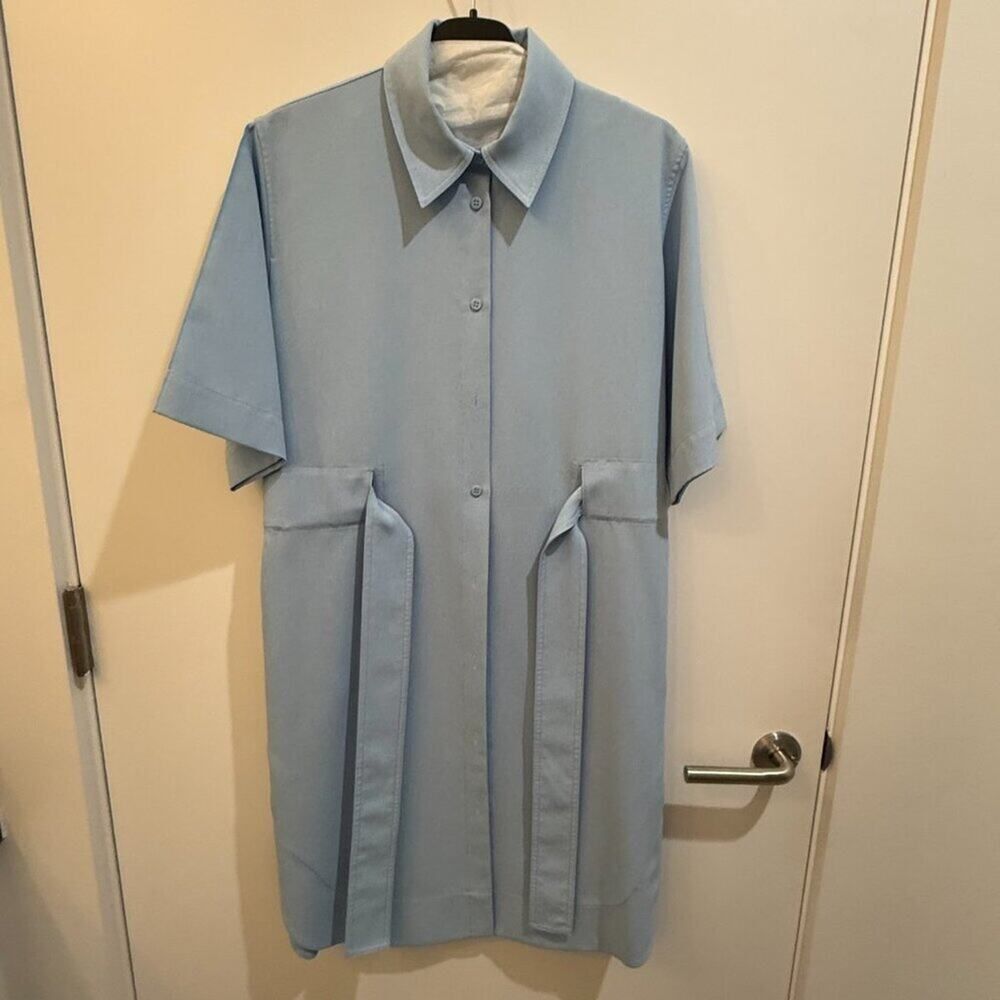 Acne Studios Light Blue Oversized Belted Shirt Dress Size S — Minimalist Scandi - Picture 3 of 8